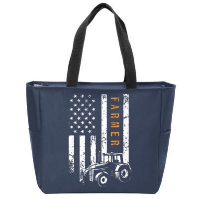 Farmer American Flag Design Farm Farming Zip Tote Bag