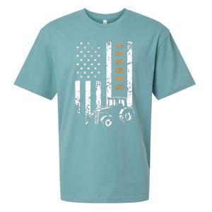 Farmer American Flag Design Farm Farming Sueded Cloud Jersey T-Shirt