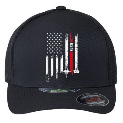 Funny American Flag Nurse Day Gift Idea Flexfit Unipanel Trucker Cap