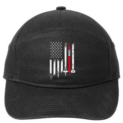 Funny American Flag Nurse Day Gift Idea 7-Panel Snapback Hat