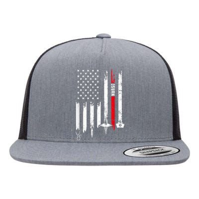 Funny American Flag Nurse Day Gift Idea Flat Bill Trucker Hat