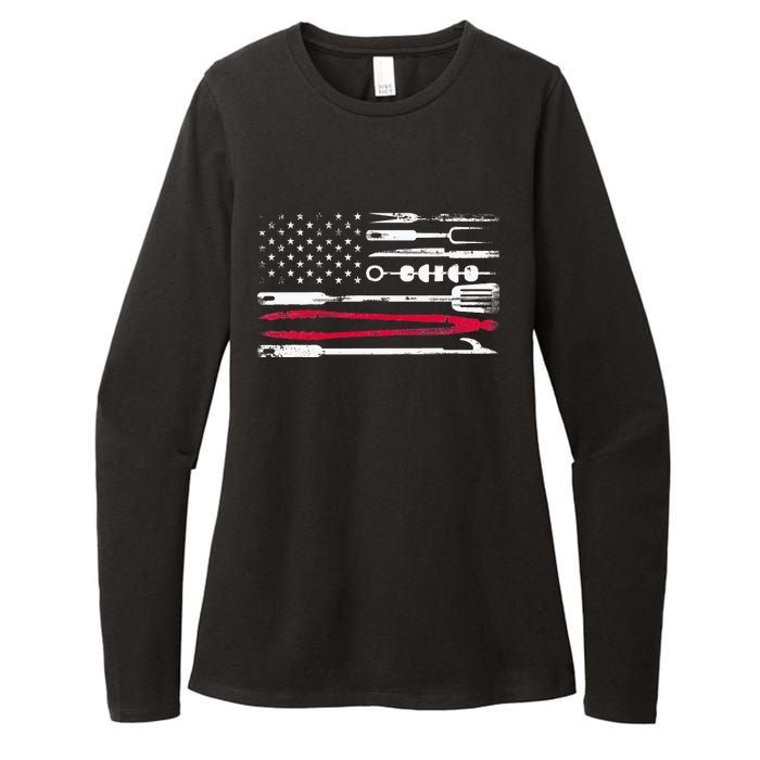 Funny American Flag Grilling Tools BBQ Grill Barbecue Tool Womens CVC Long Sleeve Shirt