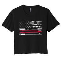 Funny American Flag Grilling Tools BBQ Grill Barbecue Tool Women's Crop Top Tee