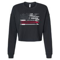 Funny American Flag Grilling Tools BBQ Grill Barbecue Tool Cropped Pullover Crew