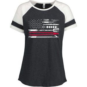 Funny American Flag Grilling Tools BBQ Grill Barbecue Tool Enza Ladies Jersey Colorblock Tee