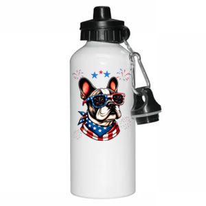 Funny American Flag French Bulldog Patriotic 4th Of July Gift Aluminum Water Bottle