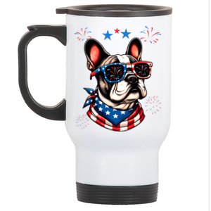 Funny American Flag French Bulldog Patriotic 4th Of July Gift Stainless Steel Travel Mug