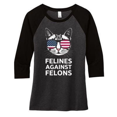 Felines Against Felons Women's Tri-Blend 3/4-Sleeve Raglan Shirt