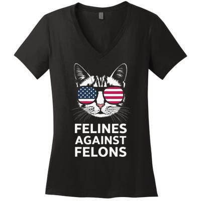 Felines Against Felons Women's V-Neck T-Shirt