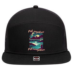 Fish Anywhere Fish Everywhere 7 Panel Mesh Trucker Snapback Hat