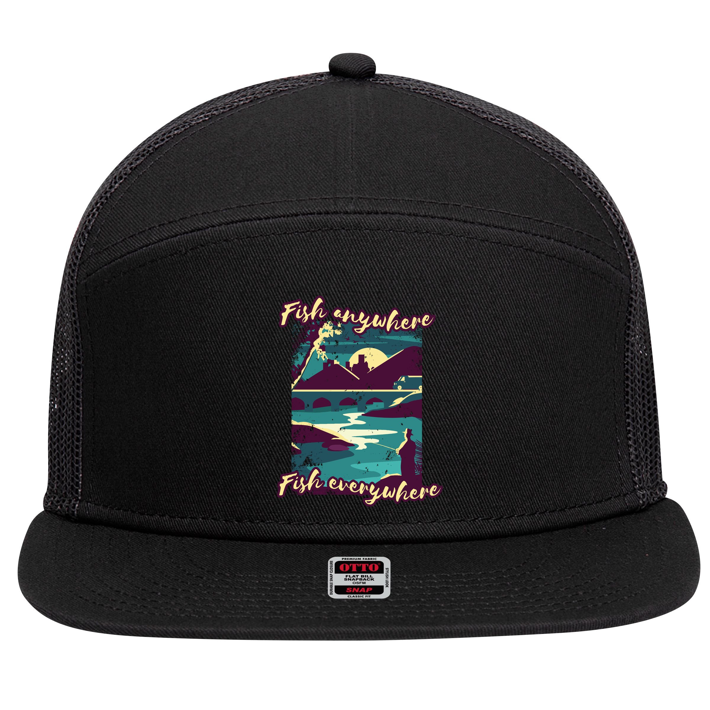Fish Anywhere Fish Everywhere 7 Panel Mesh Trucker Snapback Hat