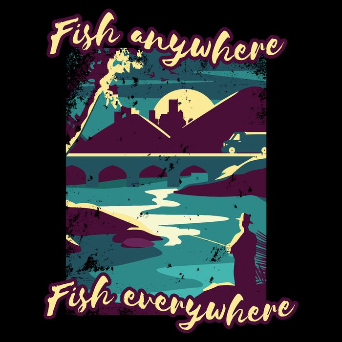 Fish Anywhere Fish Everywhere Drawstring Bag