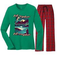 Fish Anywhere Fish Everywhere Women's Long Sleeve Flannel Pajama Set 