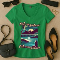 Fish Anywhere Fish Everywhere Women's V-Neck T-Shirt