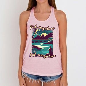 Fish Anywhere Fish Everywhere Women's Knotted Racerback Tank