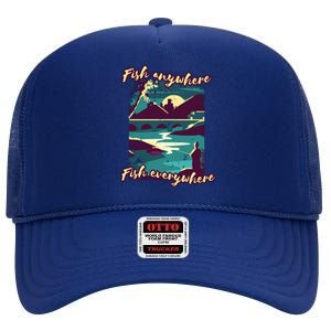 Fish Anywhere Fish Everywhere High Crown Mesh Back Trucker Hat