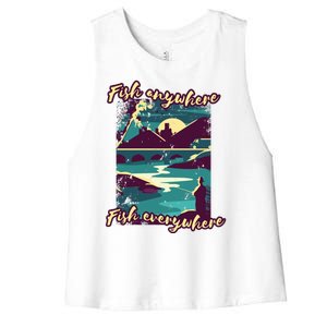 Fish Anywhere Fish Everywhere Women's Racerback Cropped Tank