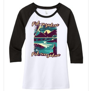 Fish Anywhere Fish Everywhere Women's Tri-Blend 3/4-Sleeve Raglan Shirt