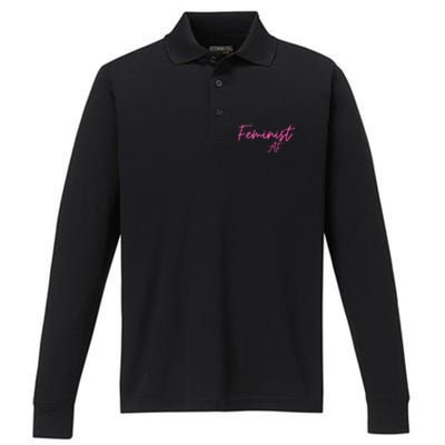 Feminist Af Feminist Empowered Feminist Cool Gift Performance Long Sleeve Polo