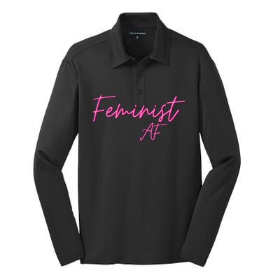 Feminist Af Feminist Empowered Feminist Cool Gift Silk Touch Performance Long Sleeve Polo