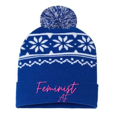 Feminist Af Feminist Empowered Feminist Cool Gift USA-Made Snowflake Beanie