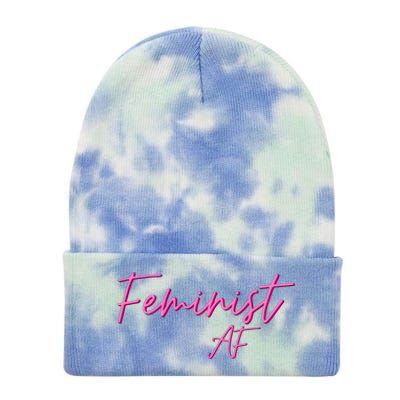 Feminist Af Feminist Empowered Feminist Cool Gift Tie Dye 12in Knit Beanie