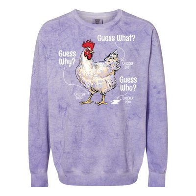 Funny Animal Farm Cute Gift Guess What Chicken Butt White Design Gift Colorblast Crewneck Sweatshirt