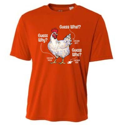 Funny Animal Farm Cute Gift Guess What Chicken Butt White Design Gift Cooling Performance Crew T-Shirt