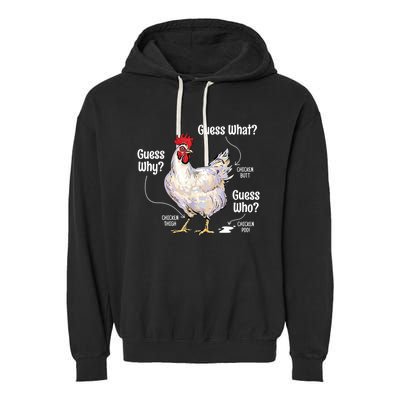 Funny Animal Farm Cute Gift Guess What Chicken Butt White Design Gift Garment-Dyed Fleece Hoodie