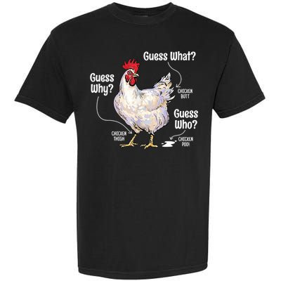 Funny Animal Farm Cute Gift Guess What Chicken Butt White Design Gift Garment-Dyed Heavyweight T-Shirt