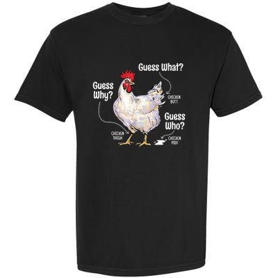 Funny Animal Farm Cute Gift Guess What Chicken Butt White Design Gift Garment-Dyed Heavyweight T-Shirt