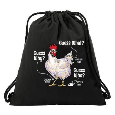Funny Animal Farm Cute Gift Guess What Chicken Butt White Design Gift Drawstring Bag