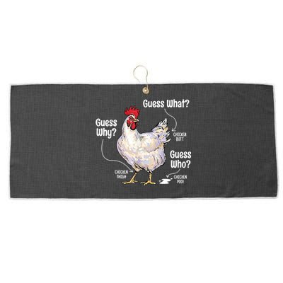 Funny Animal Farm Cute Gift Guess What Chicken Butt White Design Gift Large Microfiber Waffle Golf Towel