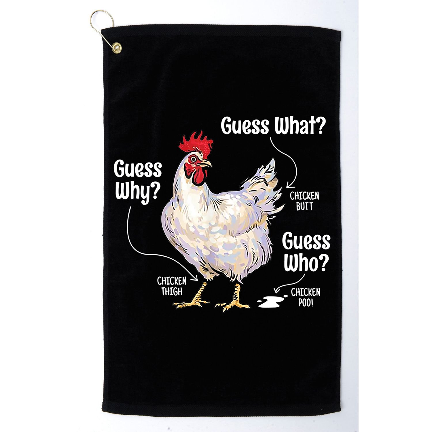 Funny Animal Farm Cute Gift Guess What Chicken Butt White Design Gift Golf Towel