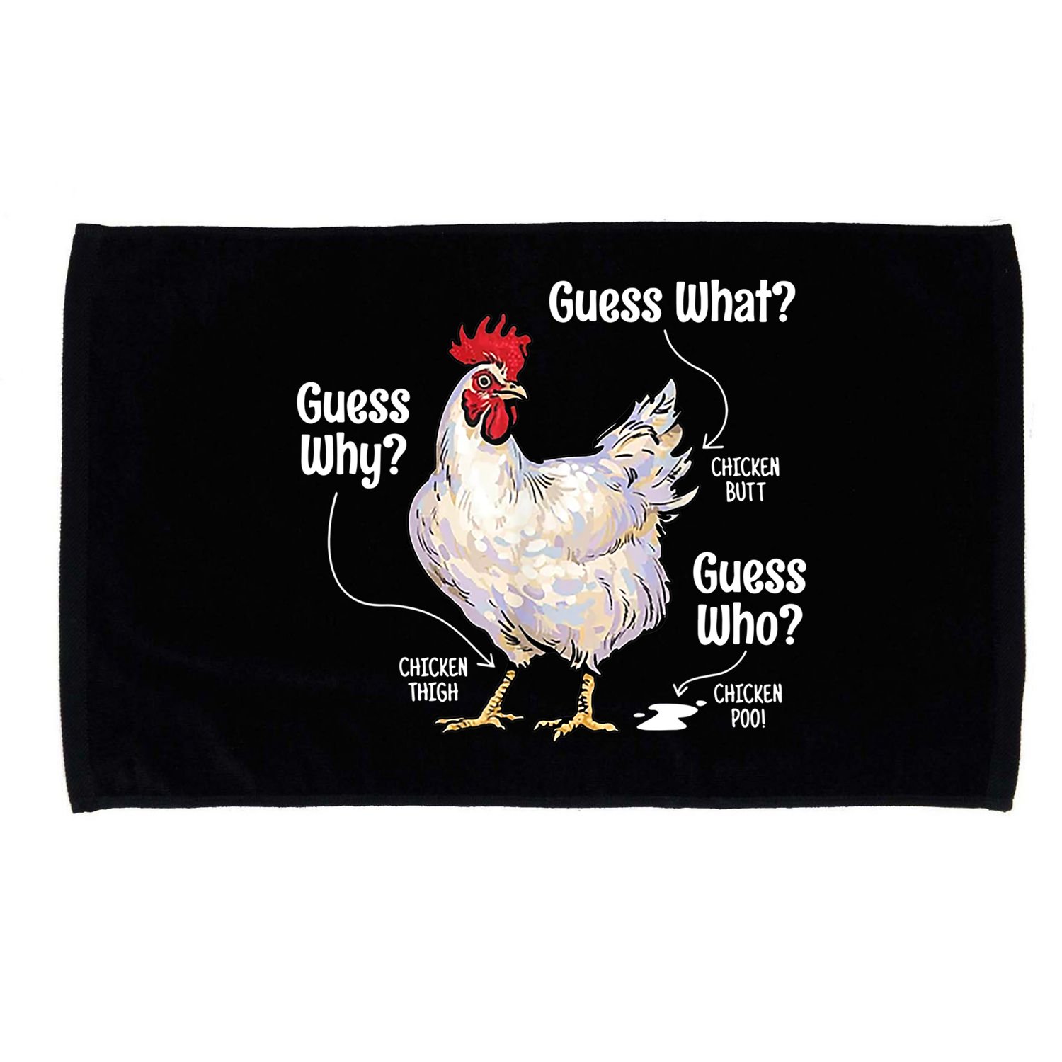 Funny Animal Farm Cute Gift Guess What Chicken Butt White Design Gift Microfiber Hand Towel