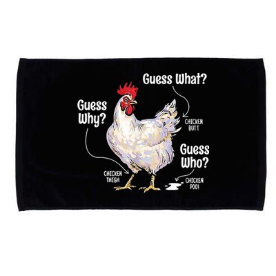 Funny Animal Farm Cute Gift Guess What Chicken Butt White Design Gift Microfiber Hand Towel