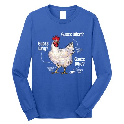 Funny Animal Farm Cute Gift Guess What Chicken Butt White Design Gift Long Sleeve Shirt