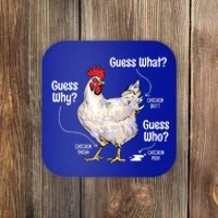 Funny Animal Farm Cute Gift Guess What Chicken Butt White Design Gift Coaster