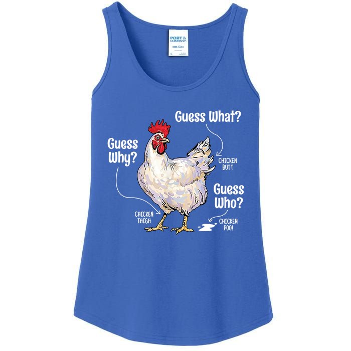 Funny Animal Farm Cute Gift Guess What Chicken Butt White Design Gift Ladies Essential Tank