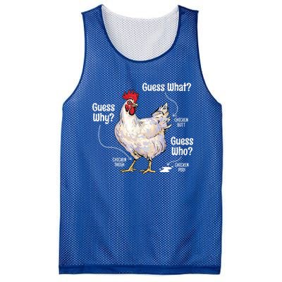 Funny Animal Farm Cute Gift Guess What Chicken Butt White Design Gift Mesh Reversible Basketball Jersey Tank