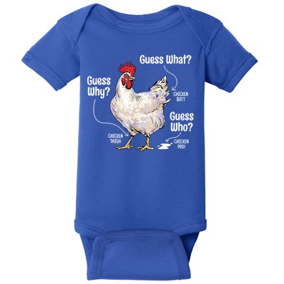 Funny Animal Farm Cute Gift Guess What Chicken Butt White Design Gift Baby Bodysuit