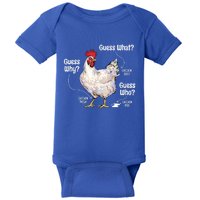 Funny Animal Farm Cute Gift Guess What Chicken Butt White Design Gift Baby Bodysuit