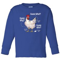 Funny Animal Farm Cute Gift Guess What Chicken Butt White Design Gift Toddler Long Sleeve Shirt