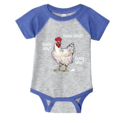 Funny Animal Farm Cute Gift Guess What Chicken Butt White Design Gift Infant Baby Jersey Bodysuit