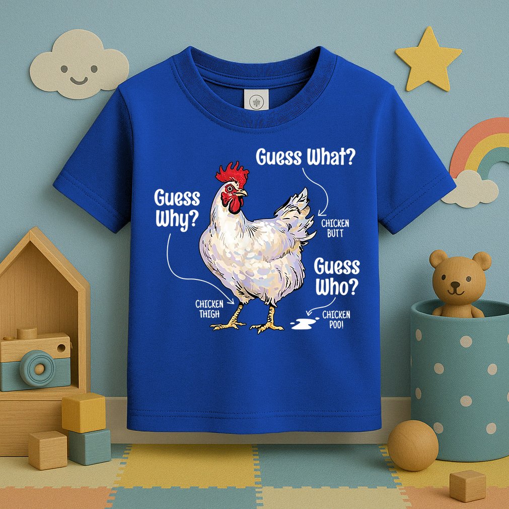 Funny Animal Farm Cute Gift Guess What Chicken Butt White Design Gift Toddler T-Shirt