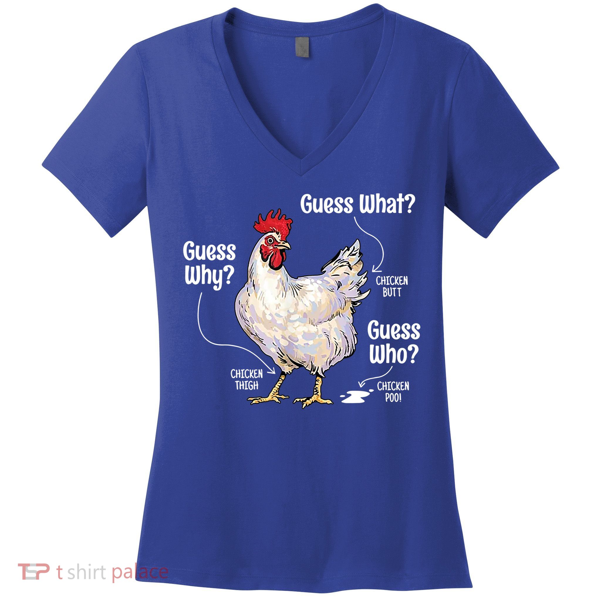 Funny Animal Farm Cute Gift Guess What Chicken Butt White Design Gift Women's V-Neck T-Shirt