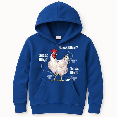 Funny Animal Farm Cute Gift Guess What Chicken Butt White Design Gift Kids Hoodie