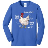 Funny Animal Farm Cute Gift Guess What Chicken Butt White Design Gift Kids Long Sleeve Shirt