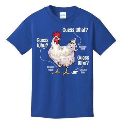 Funny Animal Farm Cute Gift Guess What Chicken Butt White Design Gift Kids T-Shirt