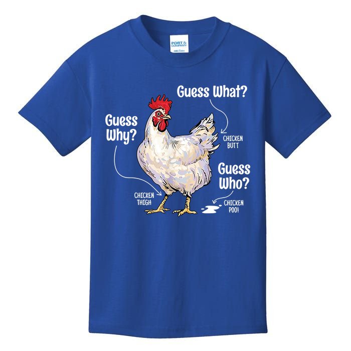 Funny Animal Farm Cute Gift Guess What Chicken Butt White Design Gift Kids T-Shirt